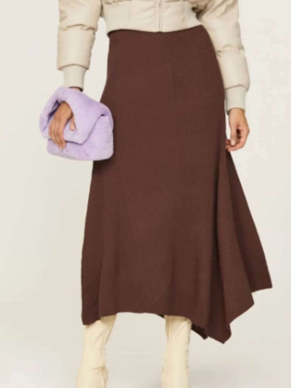 A.L.C. Jaime Skirt Asymmetrical Hem Brown Women's Medium Pull On